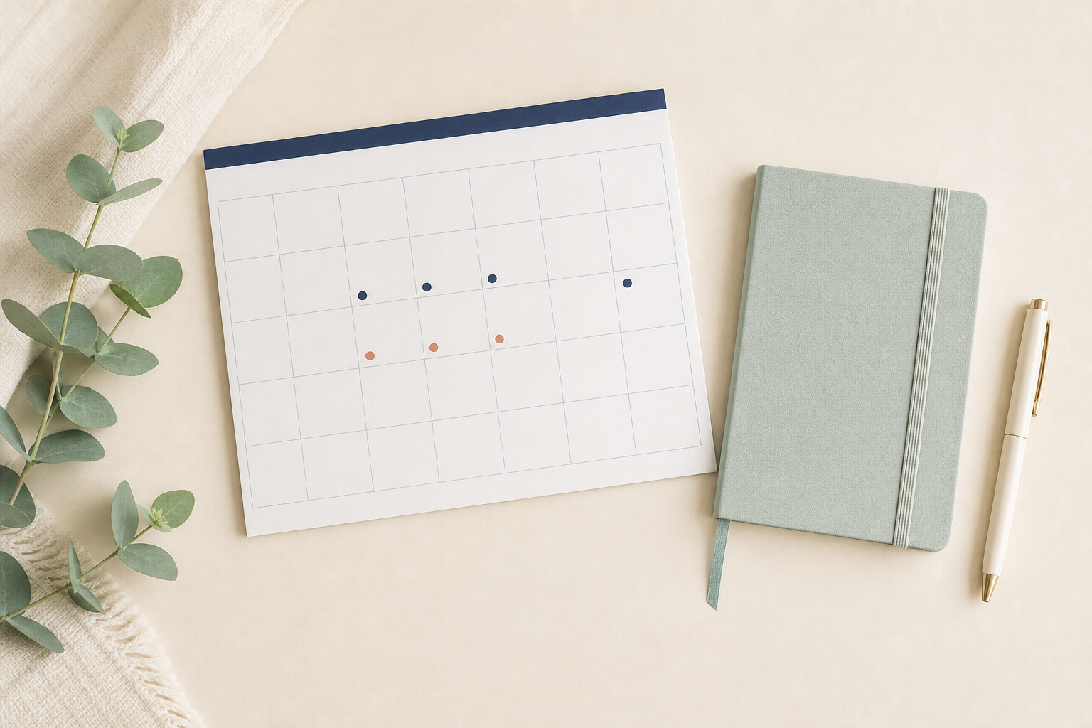 Calendário e anotações representando a avaliação de alterações no ciclo menstrual